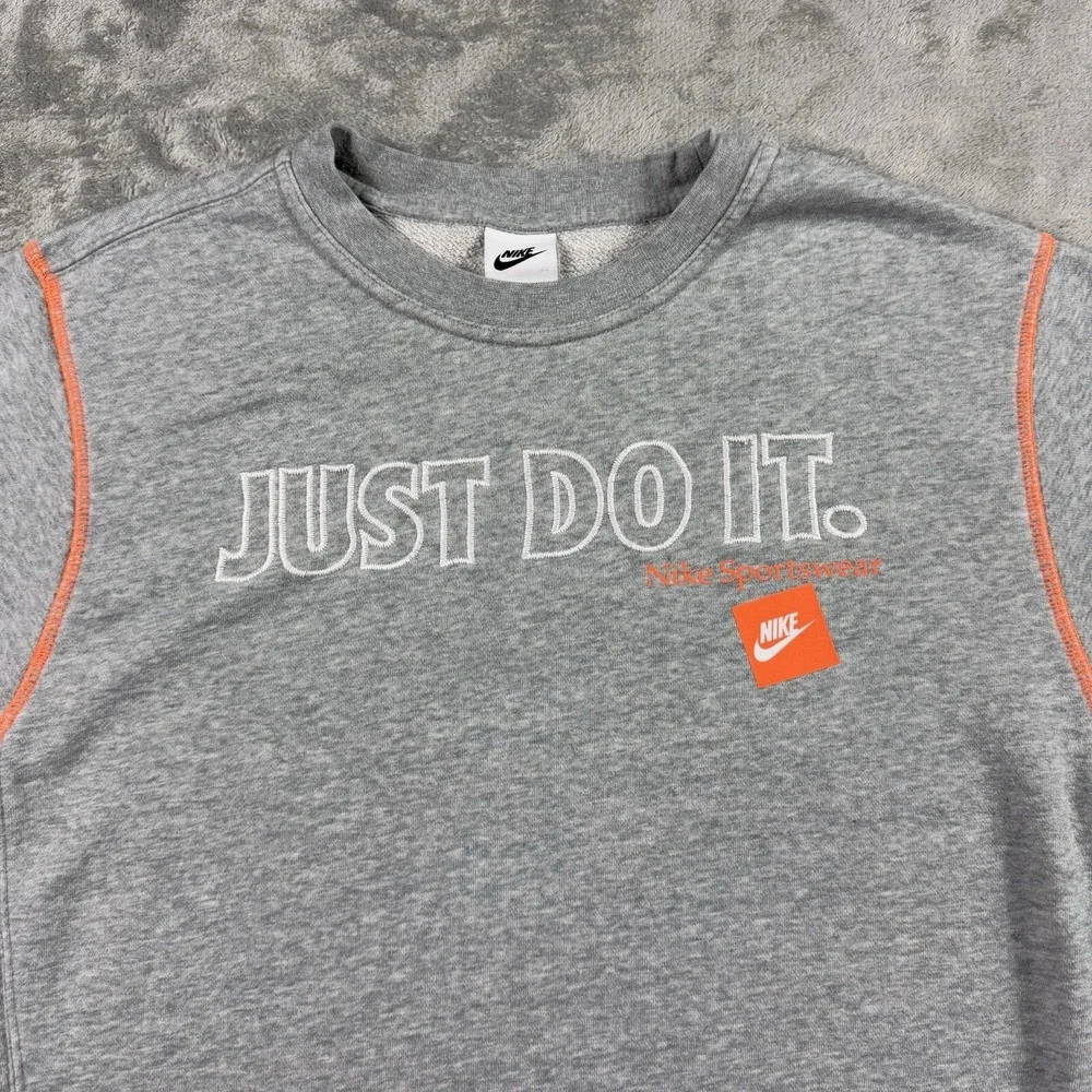 Nike Crewneck Sweatshirt Womens Small Gray‎ Sprotswear JUST DO IT Vintage Y2K